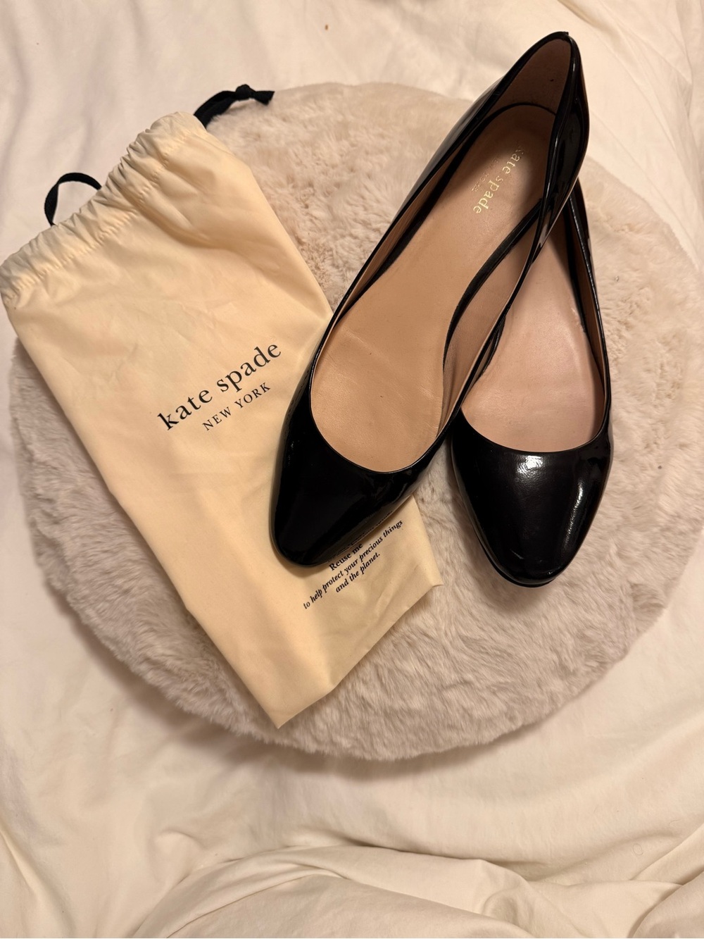 Kate Spade Fallyn Black Patent Leather Ballet Flats size 10.5
